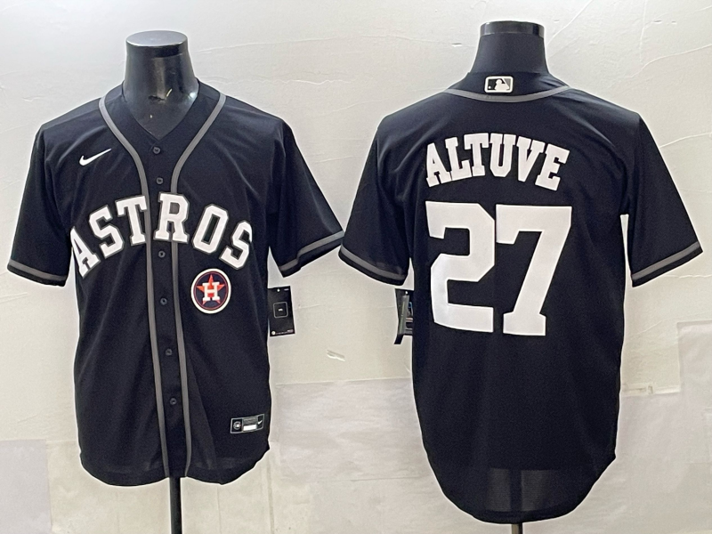 Men Houston Astros 27 Altuve Black Nike 2025 MLB Jersey 004